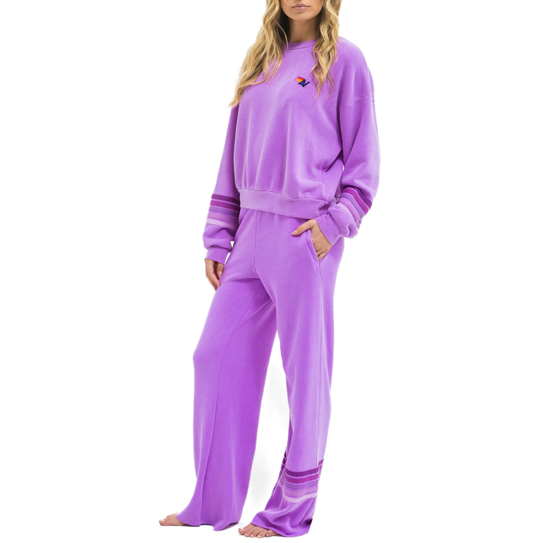 Rugby Wide Leg Sweatpants in Neon Purple/Purple