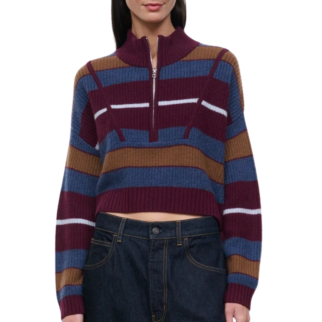 Cropped Hampton Cashmere Sweater in Monaco Stripe