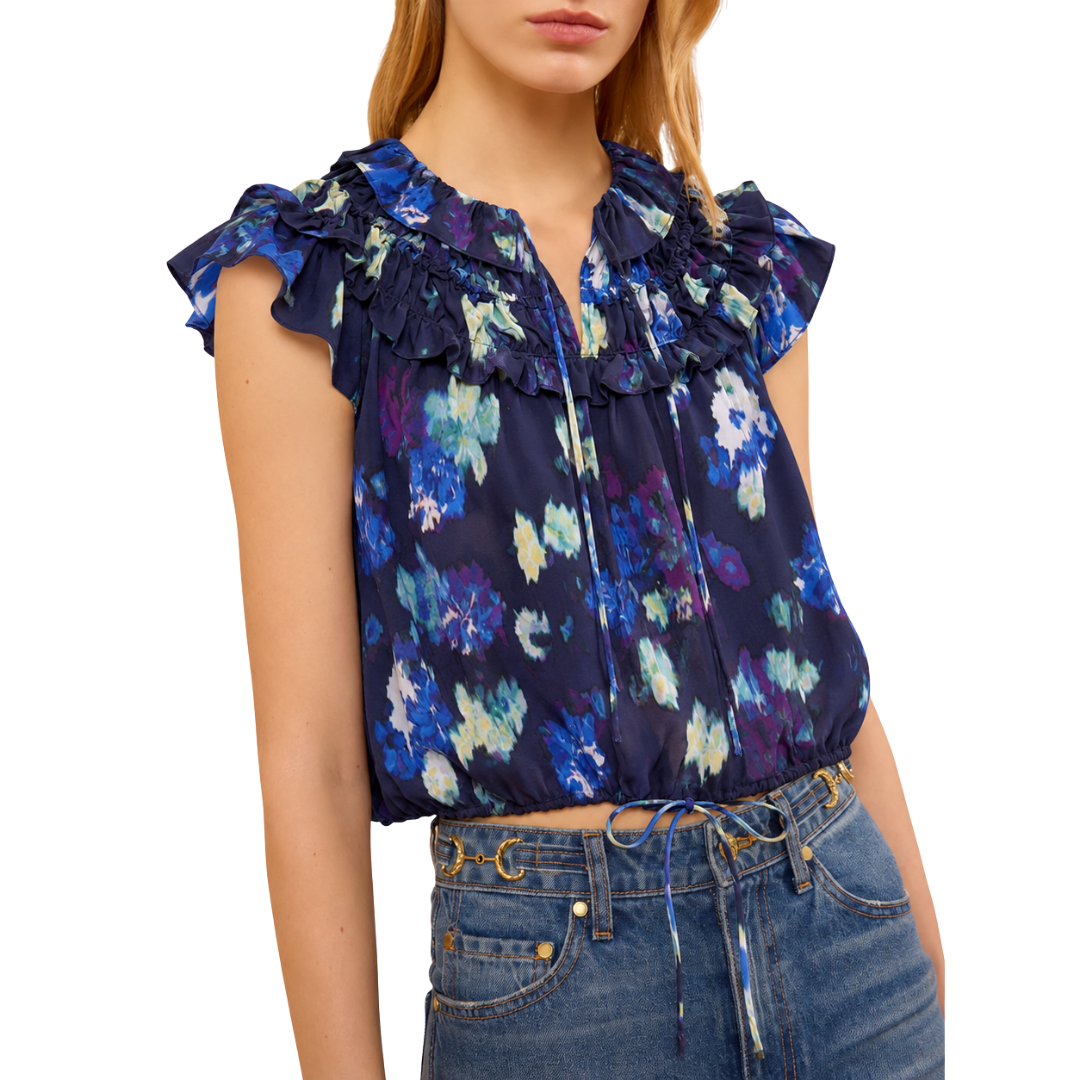 Eleonore Silk Top in Evening Bloom