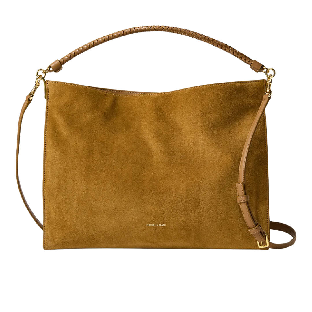Vida Suede Shoulder Bag in Acorn