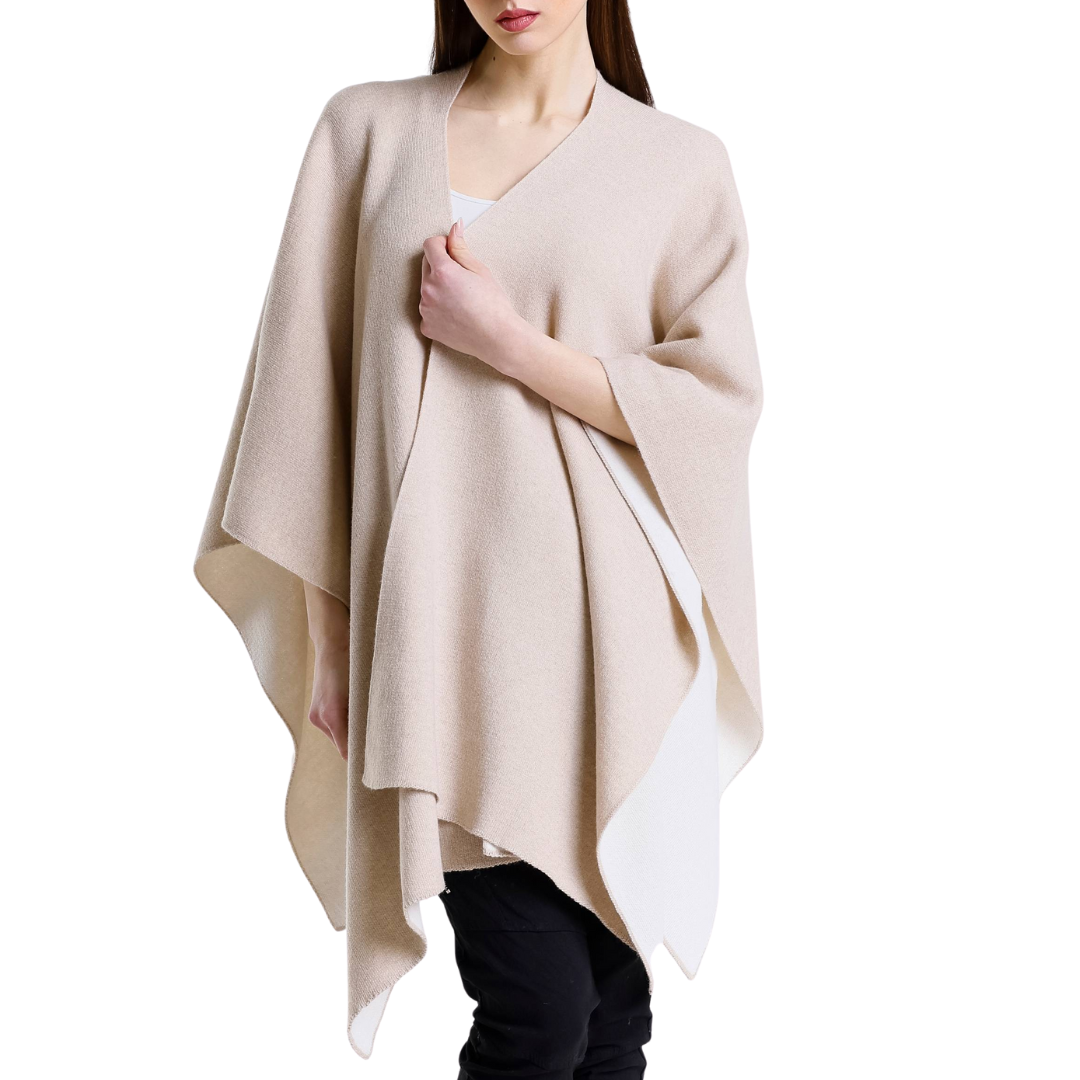 Kiersten Reversible Wrap in Taupe/Cream