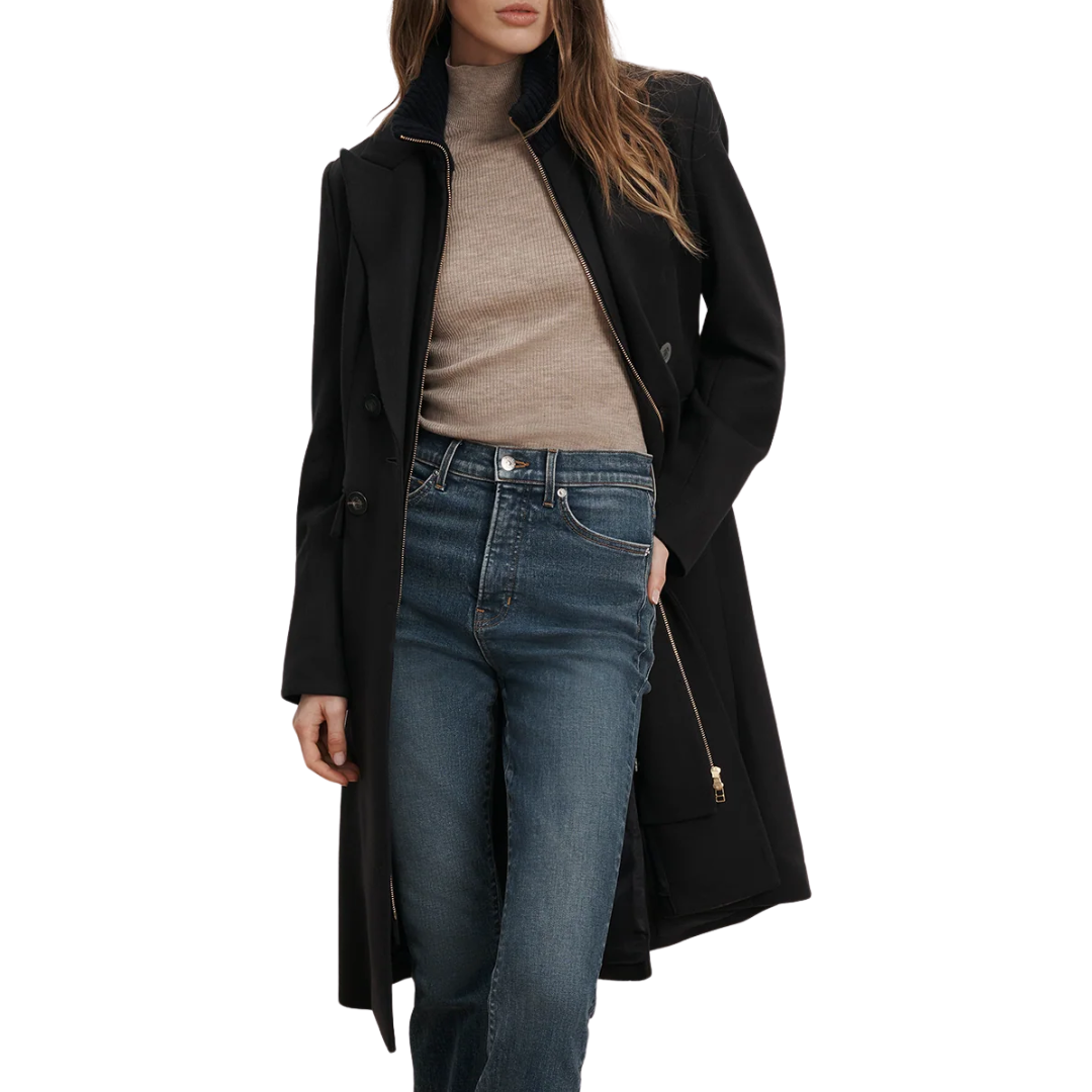 Stryder Double-Breasted Dickey Coat in Navy