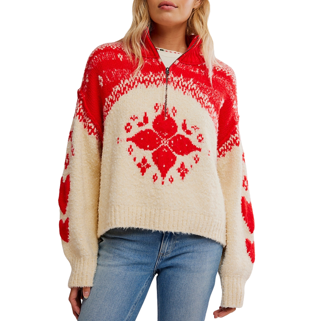 Mythical Sweater in Vanilla Scarlet Combo