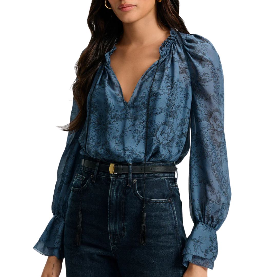 Maxime Blouse in Ocean/Black