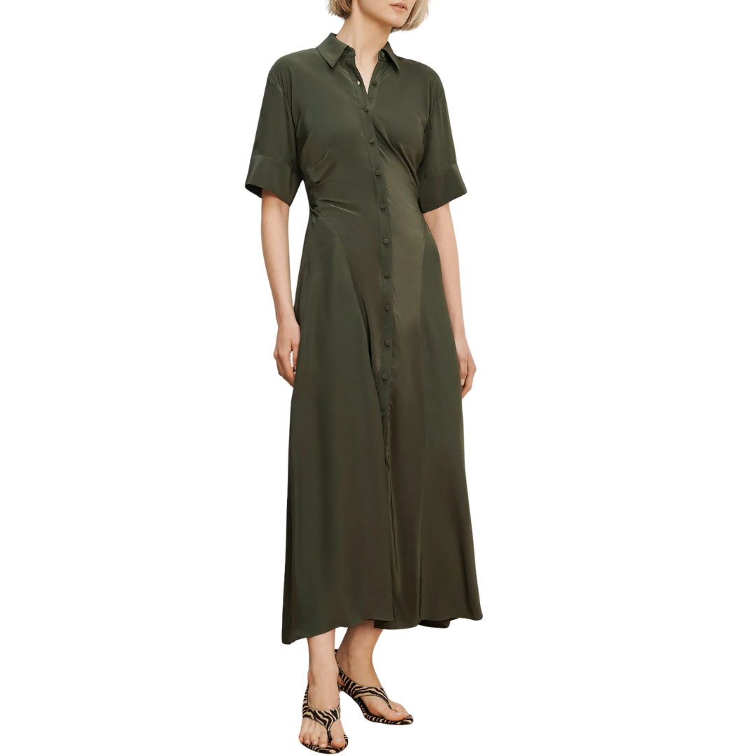 Perenna Maxi Shirtdress in Loden