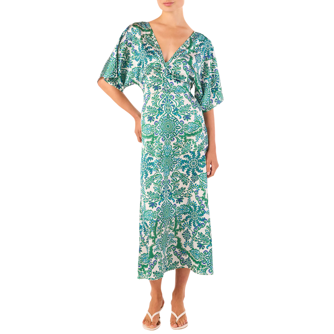 Zania Dress in Reflective Botanical