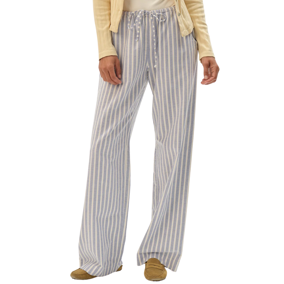 The Oxford Stripe Drawstring Pant in Butter Stripe