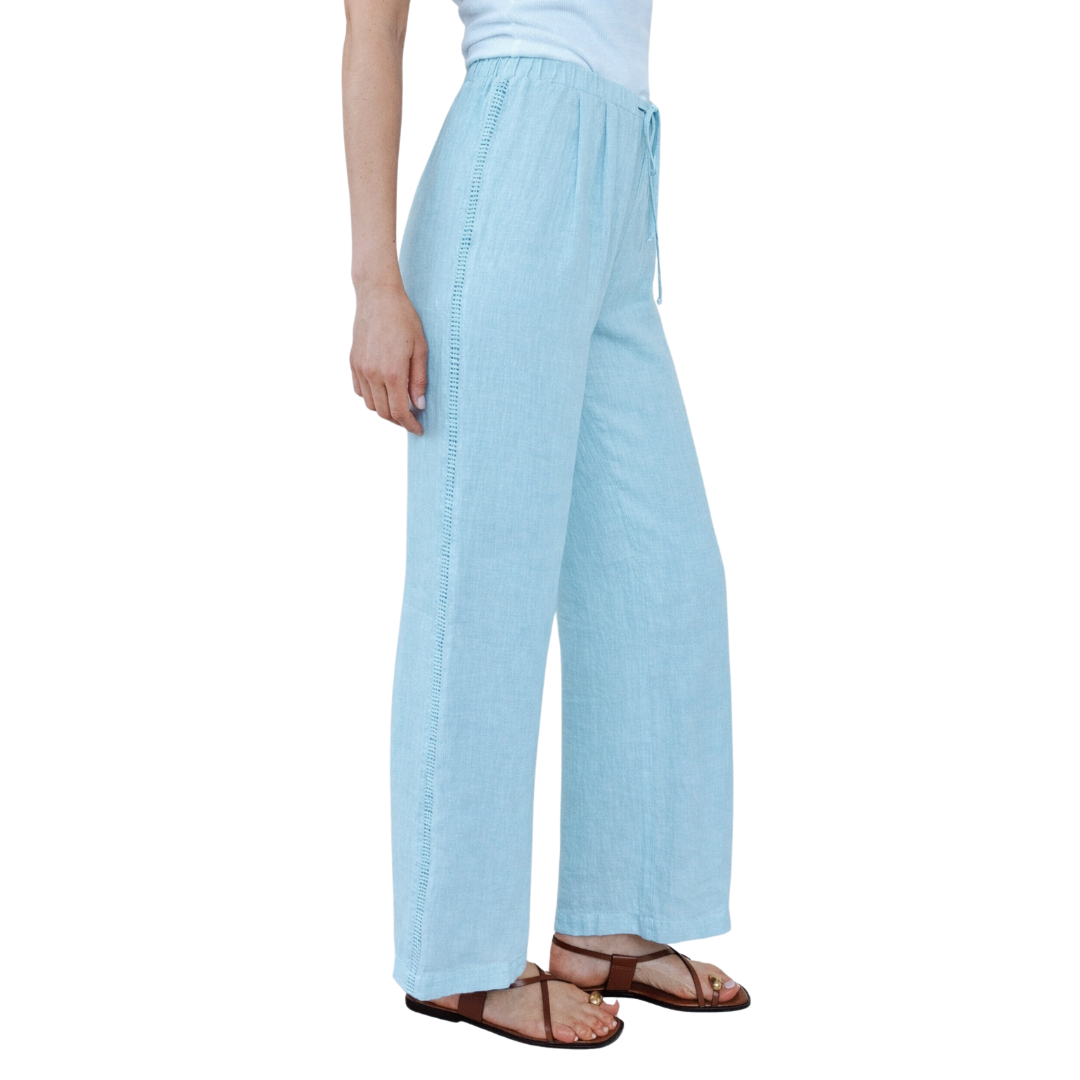 Beach Pant With Lattice Stripe in Blue Bell