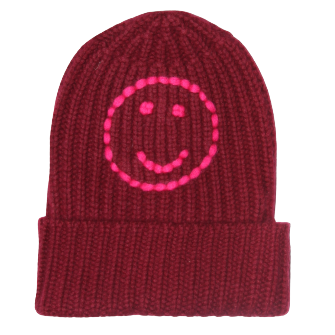 Sailor Happy Face Beanie in Bordeaux/Lipstick