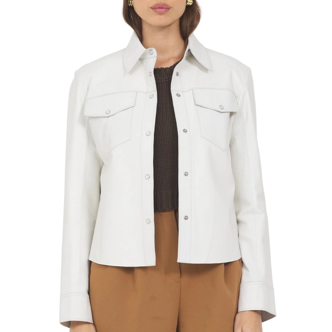 Rowan Washed Leather Jacket in White