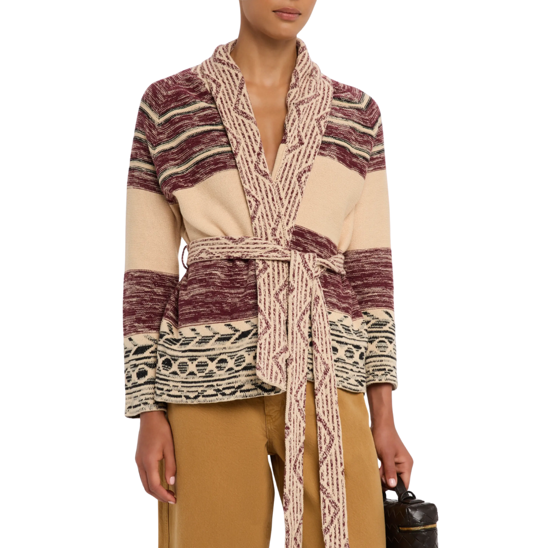 The Riding Cardigan in Rusted Red Multi