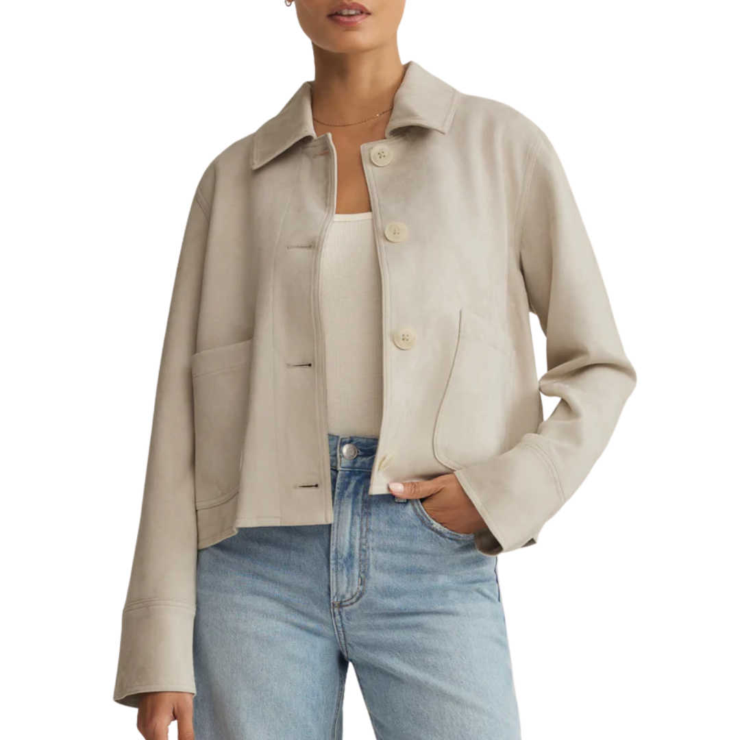 Dillon Faux Suede Jacket in Crystal
