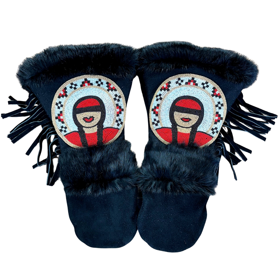 Sings Alone Mittens in Black