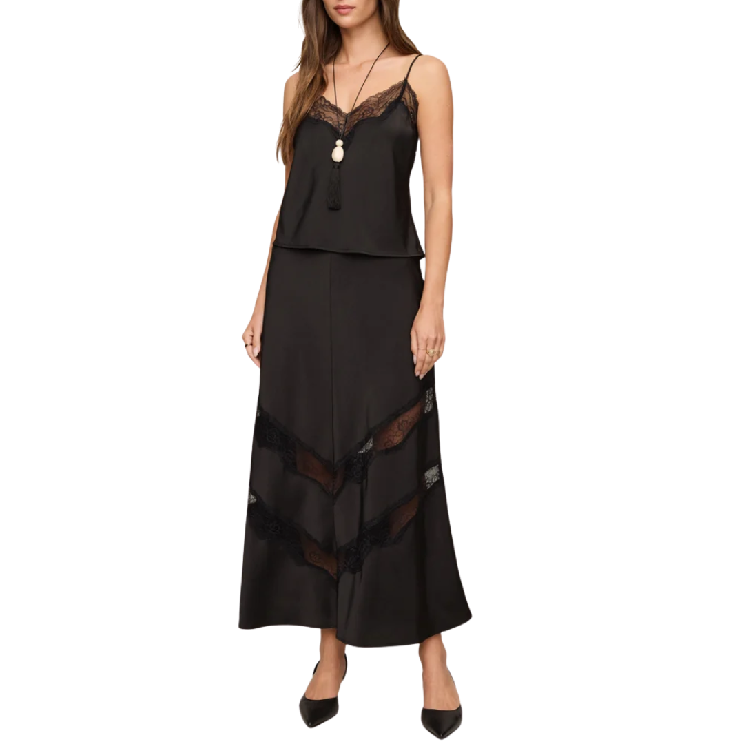 Kori Lace Midi Skirt in Black