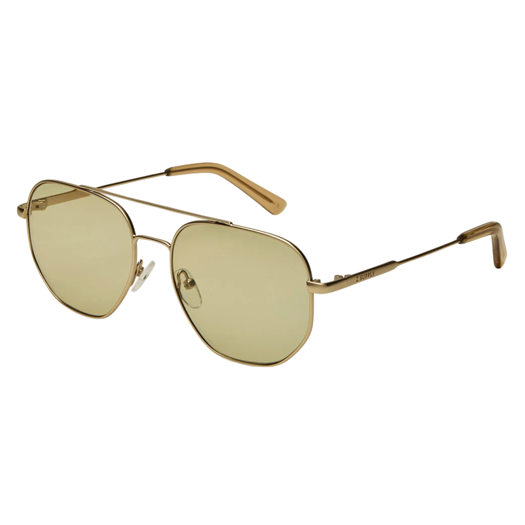 Highway Polarized Sunglasses in Satin Gold - Khaki