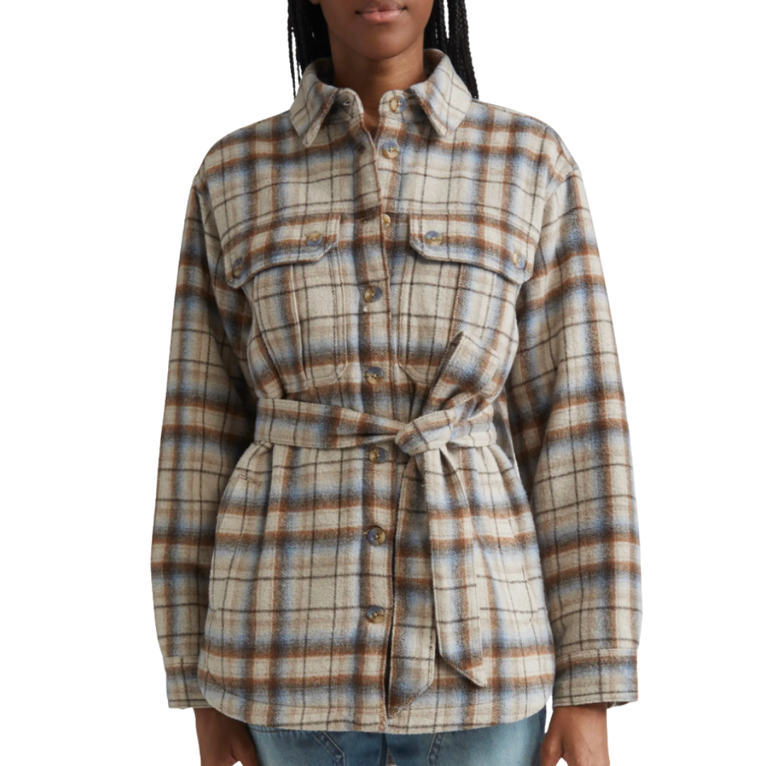 Mikaela Plaid Shacket in Whisky Multi