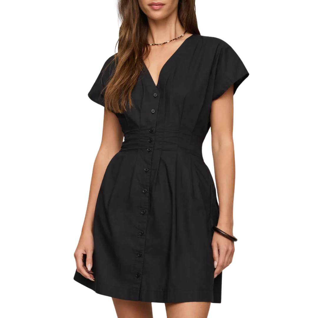 Sanna Poplin Mini Dress in Black