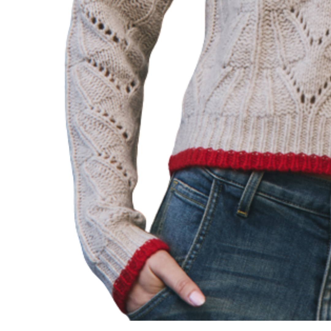 Boxy Shell Stitch Tipped Crew in Mojave/Blazer