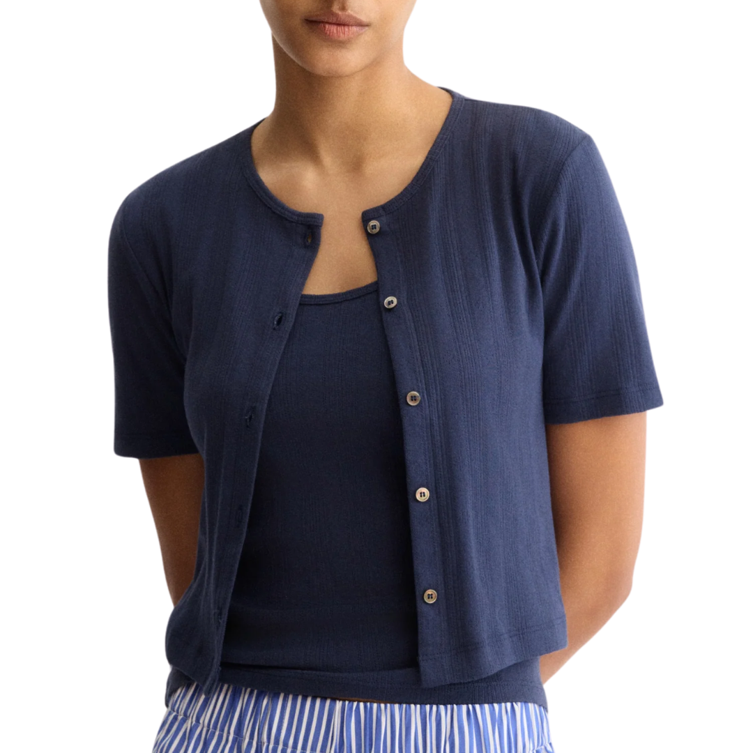 Marion Short Sleeve Cardigan in Navy