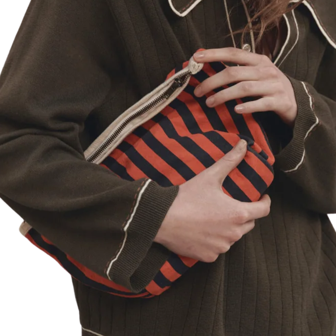 The Stripe Pouch in Hot Red Mini Prep Stripe