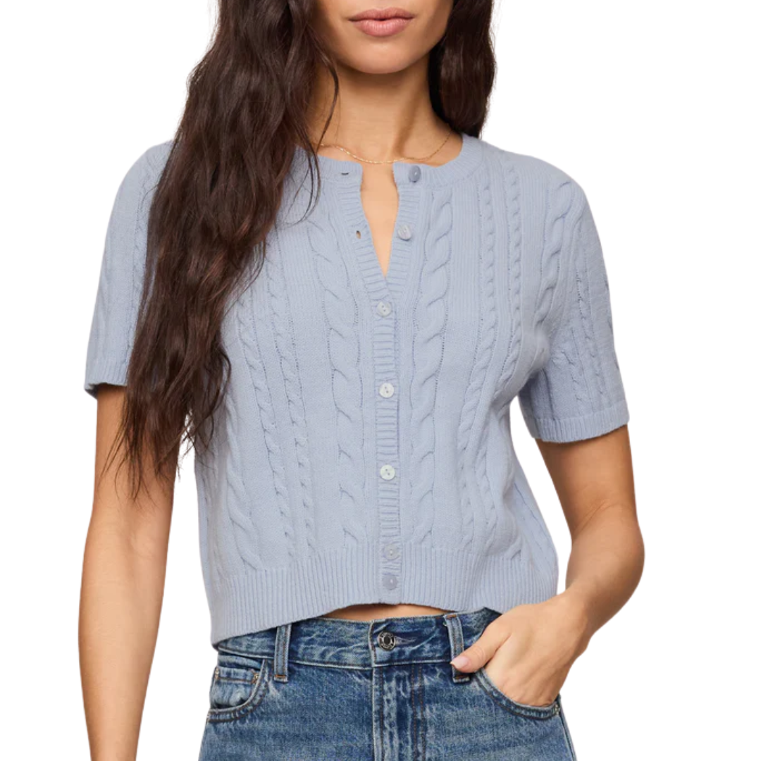 Cera Short Sleeve Cardigan in Skyline