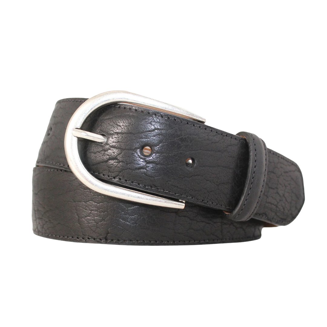 Tucson Bison Belt Silver Buckle in Black