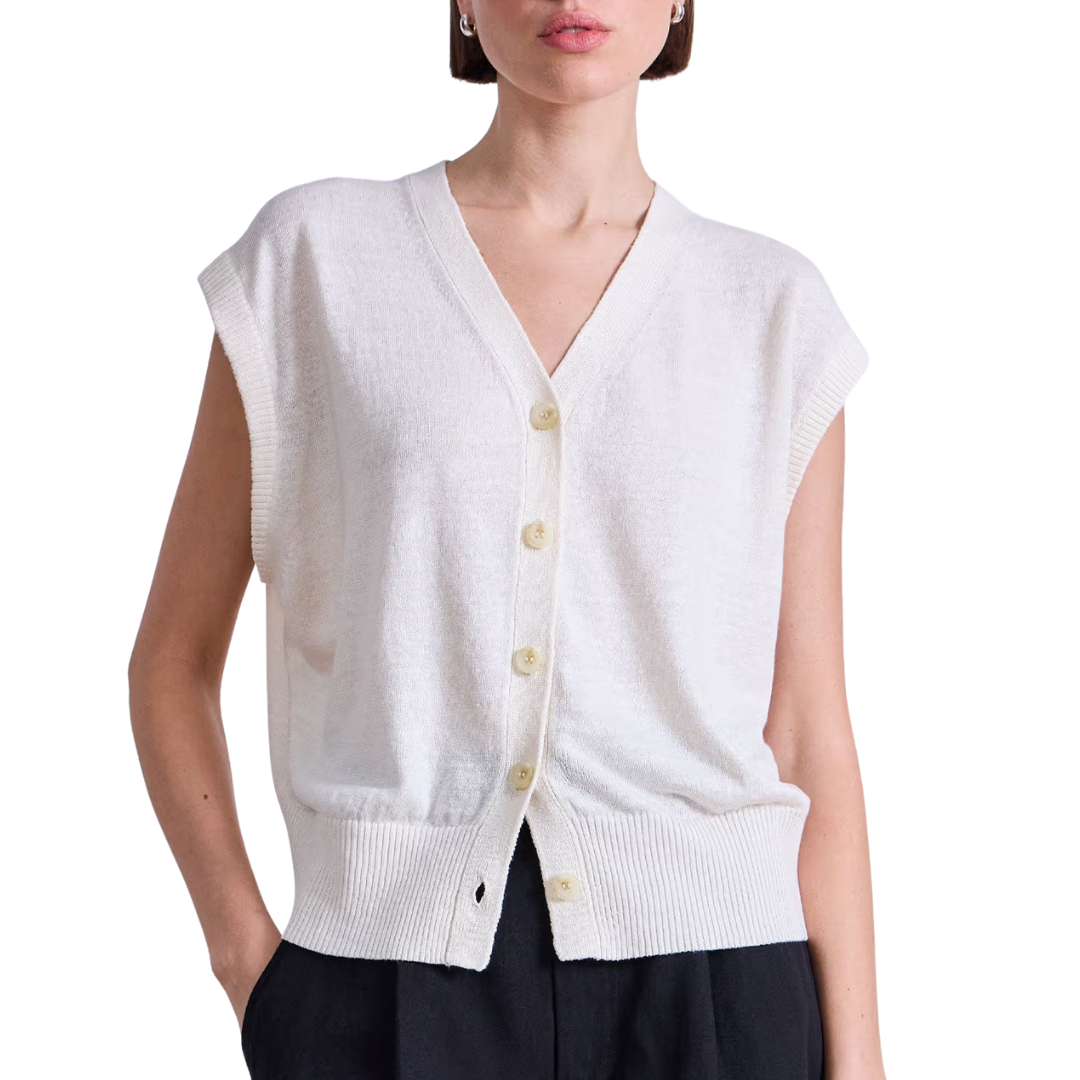 Fine Weight Crop Vest in Cream