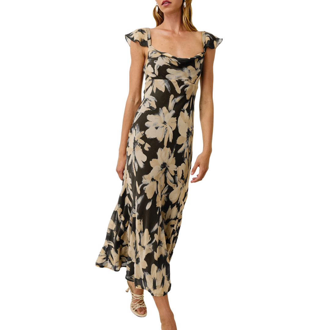 Marigold Dress in Charcoal Lily