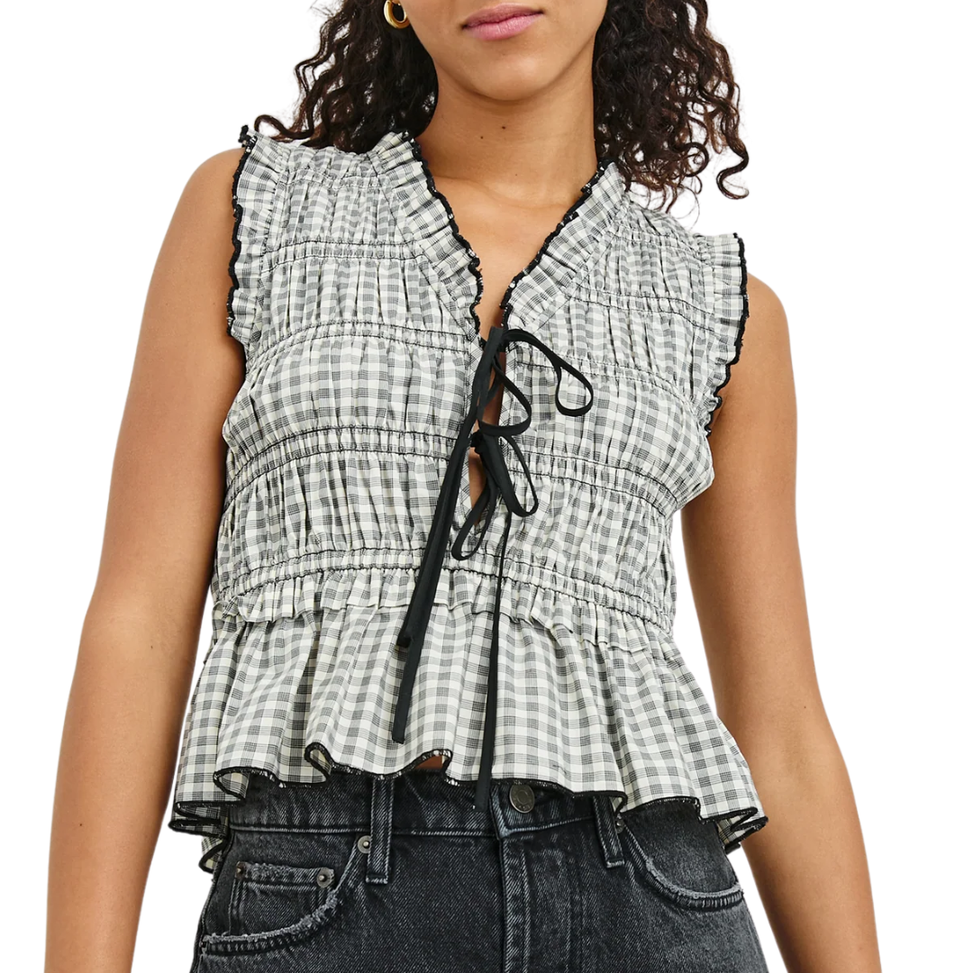 Martine Top in Ivory Jet Gingham