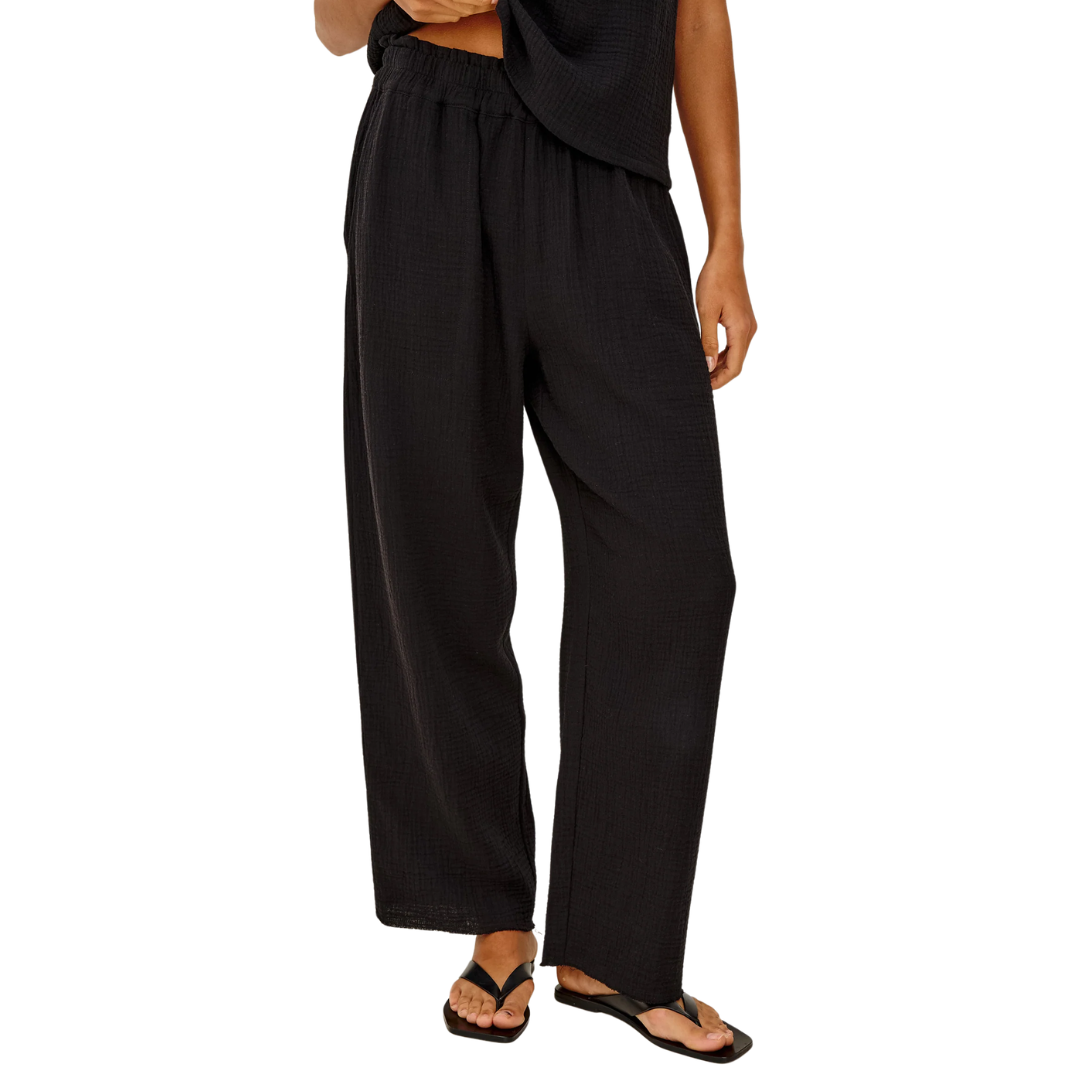 Leon Crop Pant in Black Gauze