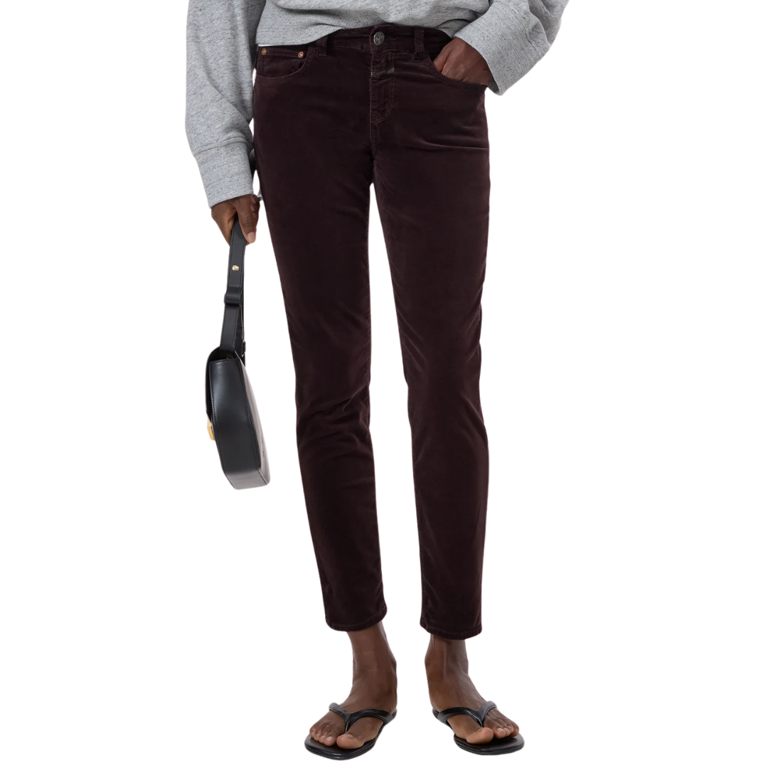 Baker Skinny Velvet Pants 34" in Cinder Brown