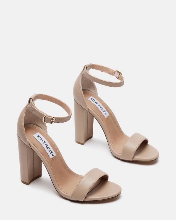 Carrson Block Heels in Blush Leather