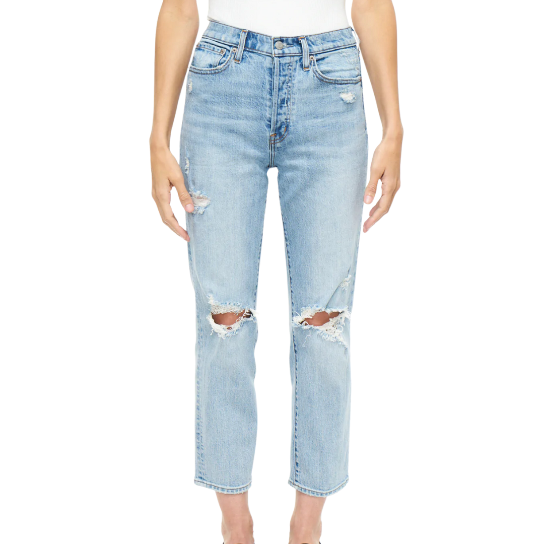 Charlie High Rise Straight in Bali Distressed 