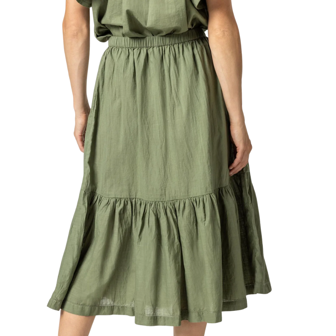 Pull On Peplum Skirt in Olive 