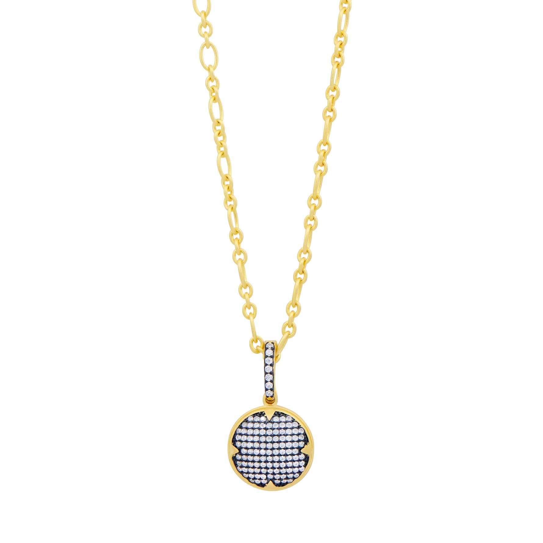 Signature Times Square Pavé Short Pendant Necklace in Gold & Black