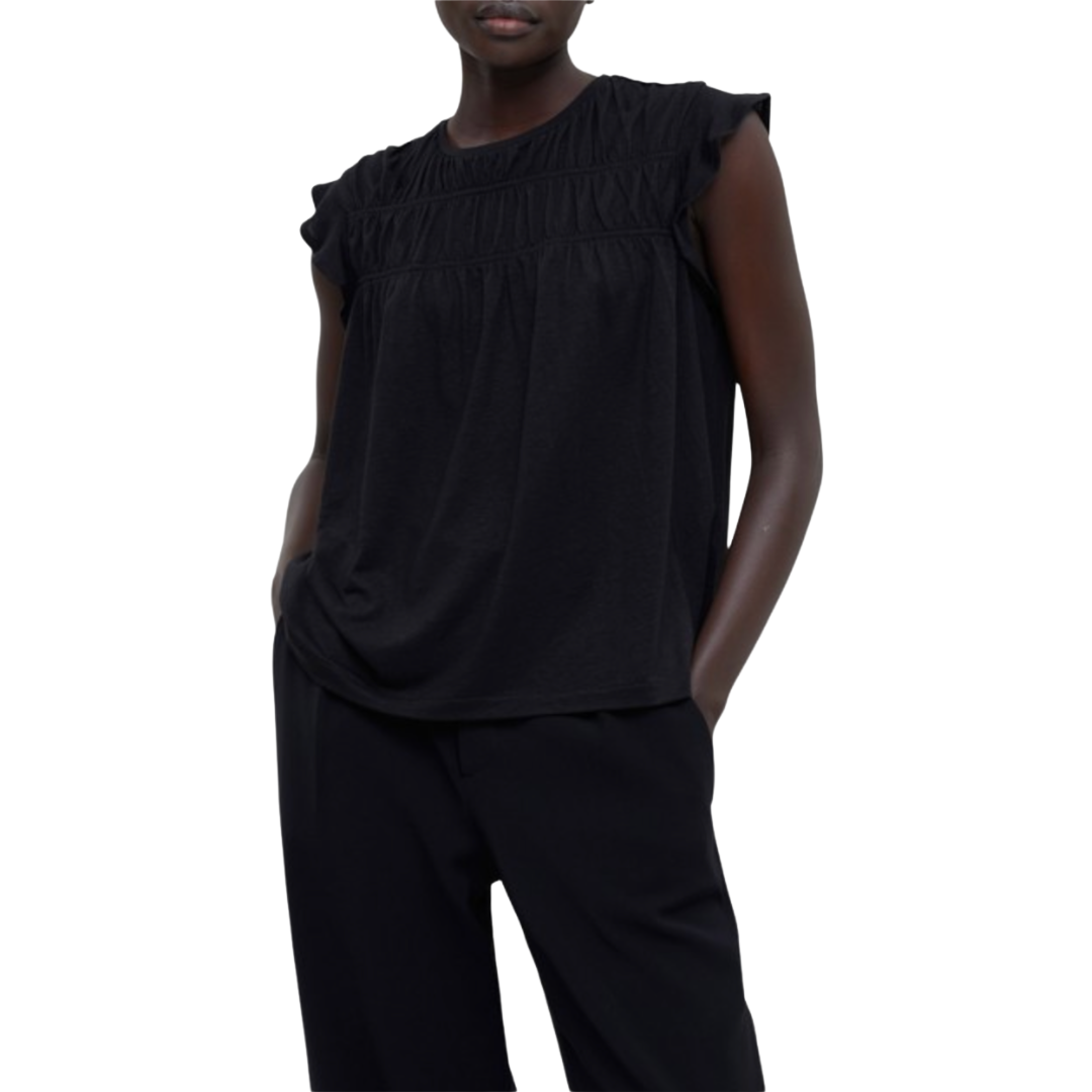T Shirt with Frills in Black