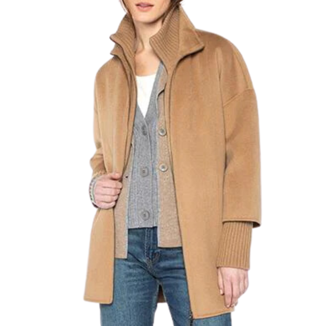 Knit Insert Zip Mock Coat