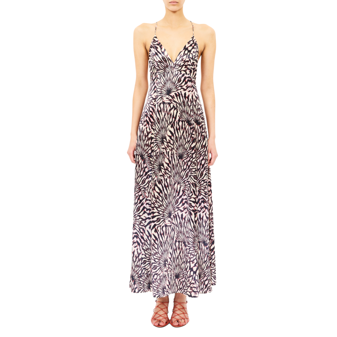 Oriana Sleeveless Satin Dress in Rhodonite