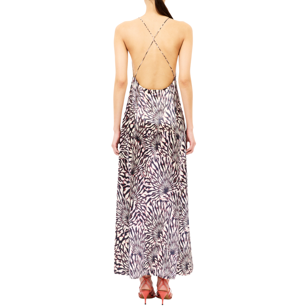 Oriana Sleeveless Satin Dress in Rhodonite