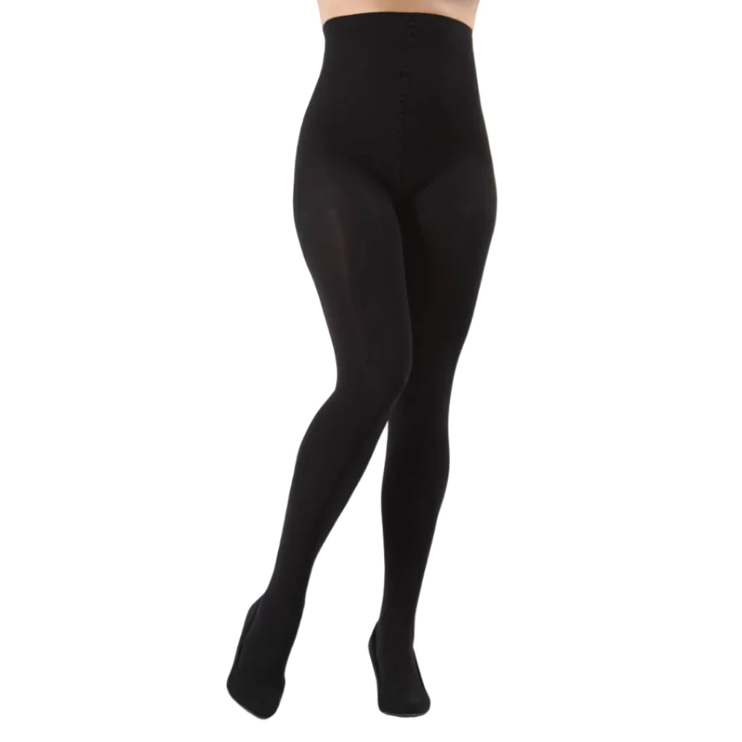 Completely Opaque Control Top Tights in Black