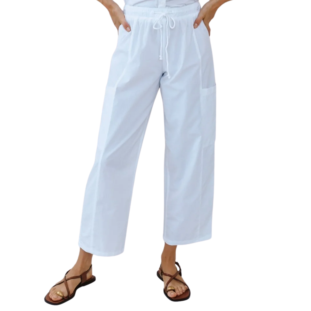 Side Pocket Seamed Pant in White
