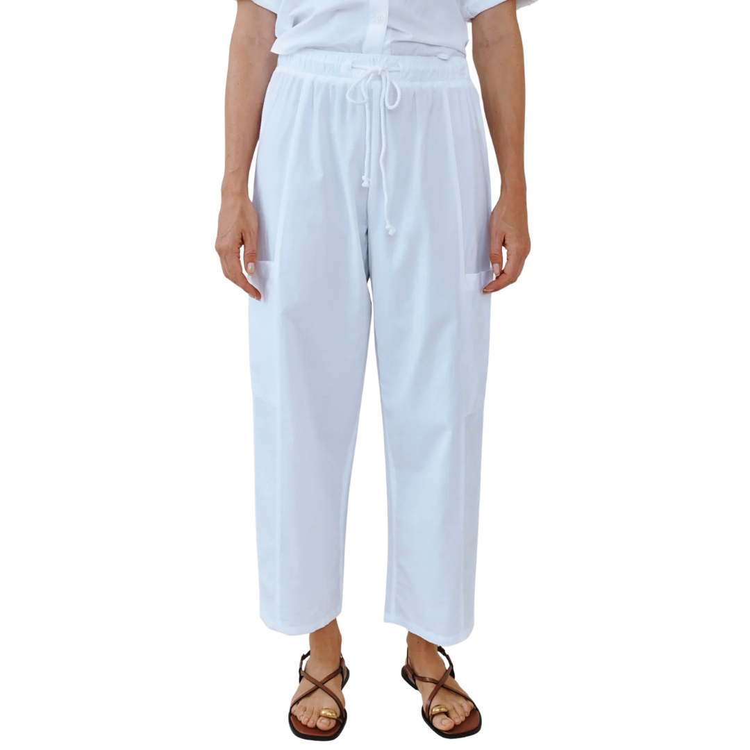 Side Pocket Seamed Pant in White