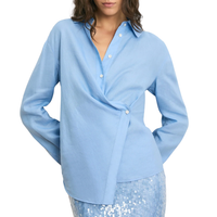 Perezzi Linen Button-Down Shirt in Blue Jay