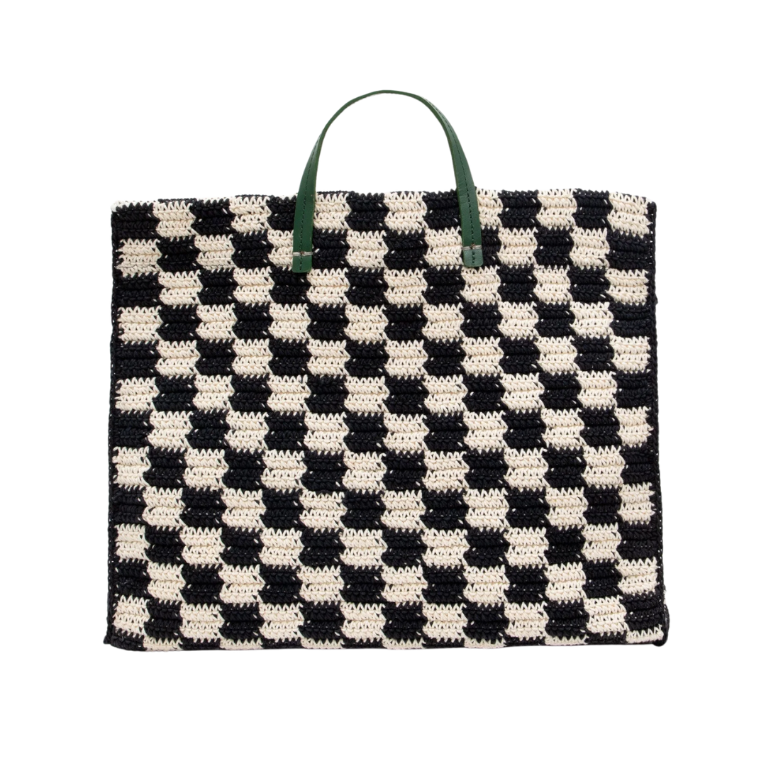 Summer Simple Tote in Black/Cream Crochet Checker