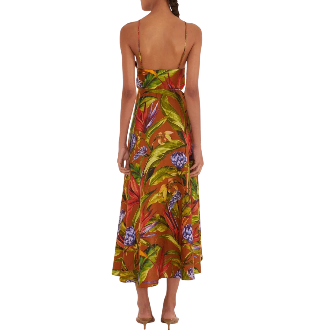 Midi Wrap Dress in Florart Brown