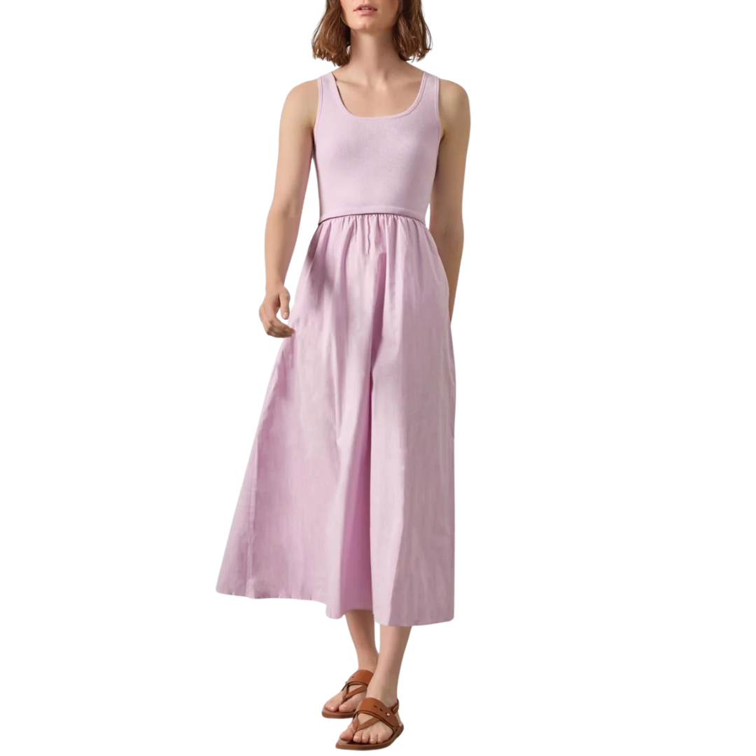 Mixed Media Scoop Neck Dress in Lavender