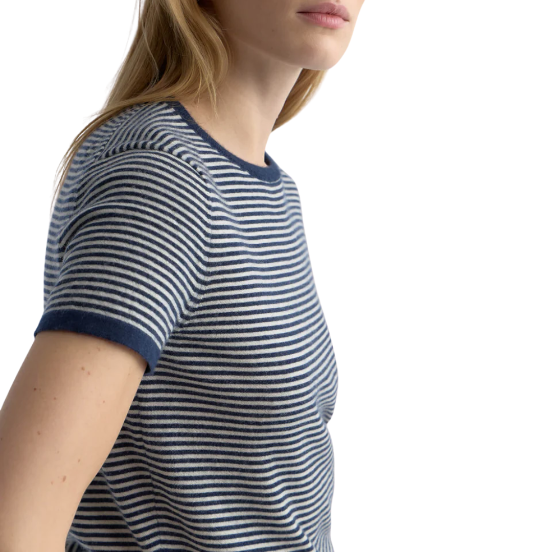 Linka Stripe Cashmere Sweater in Navy/Ivory