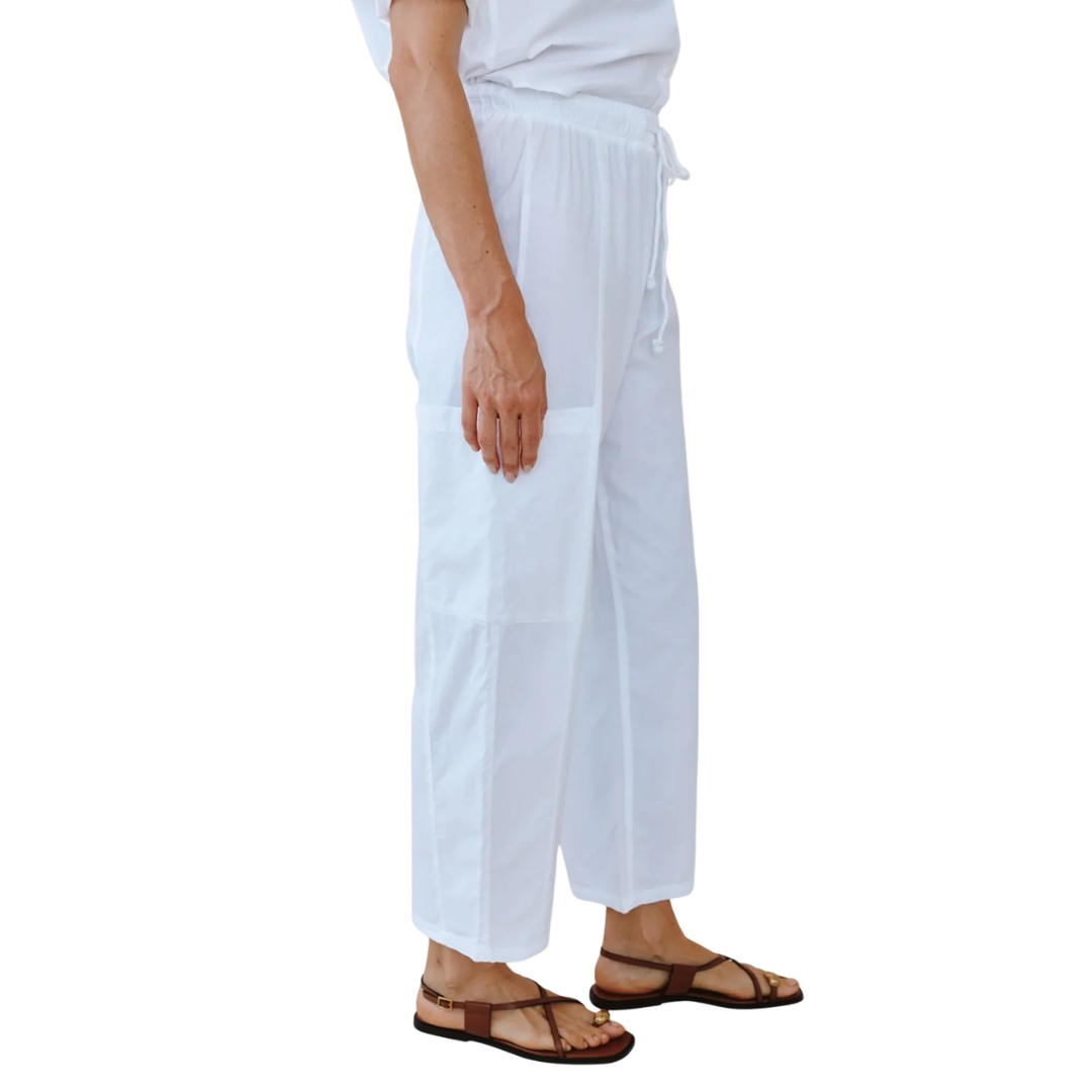Side Pocket Seamed Pant in White