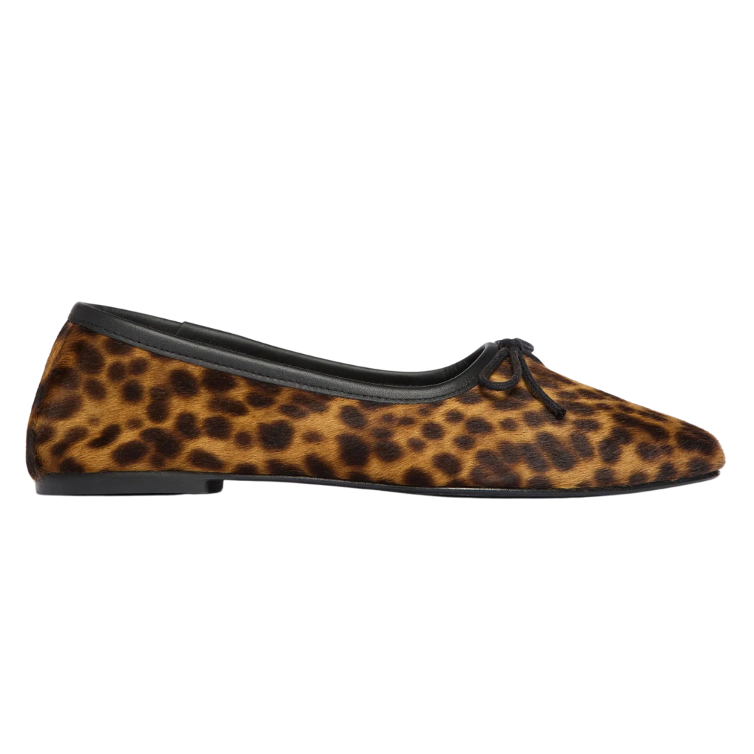 Jada Square Toe Ballet Flat in Leopard Haircalf
