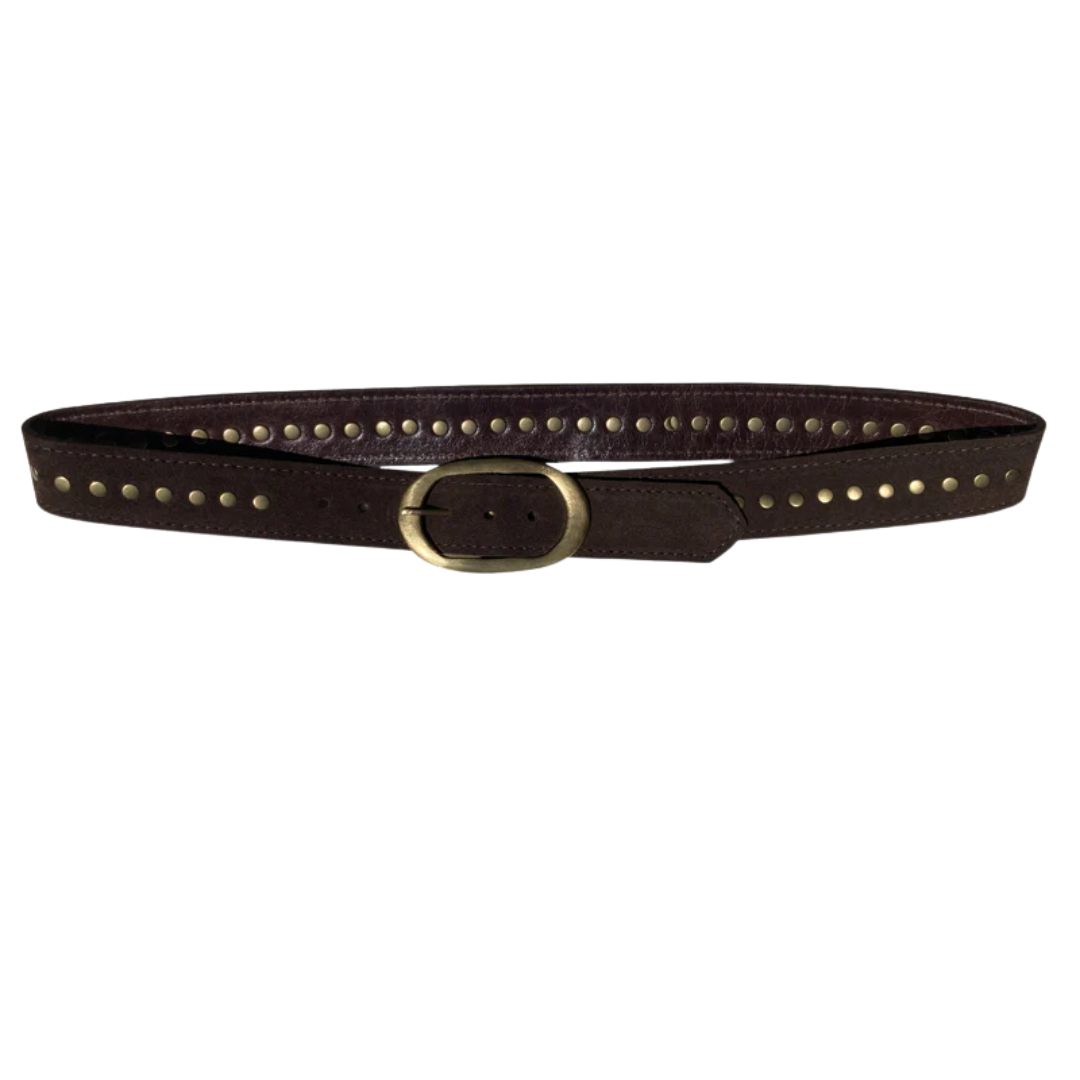 Oval Classic Studded in Chocolate Suede